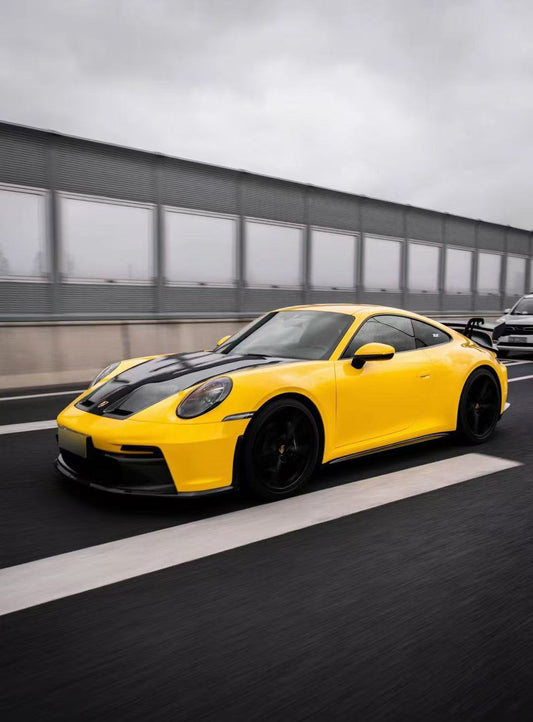 Porsche 911 992.1 GT3 Style Dry Carbon Fiber Hood Spoiler | Vertical & Horizontal Brake Light Options