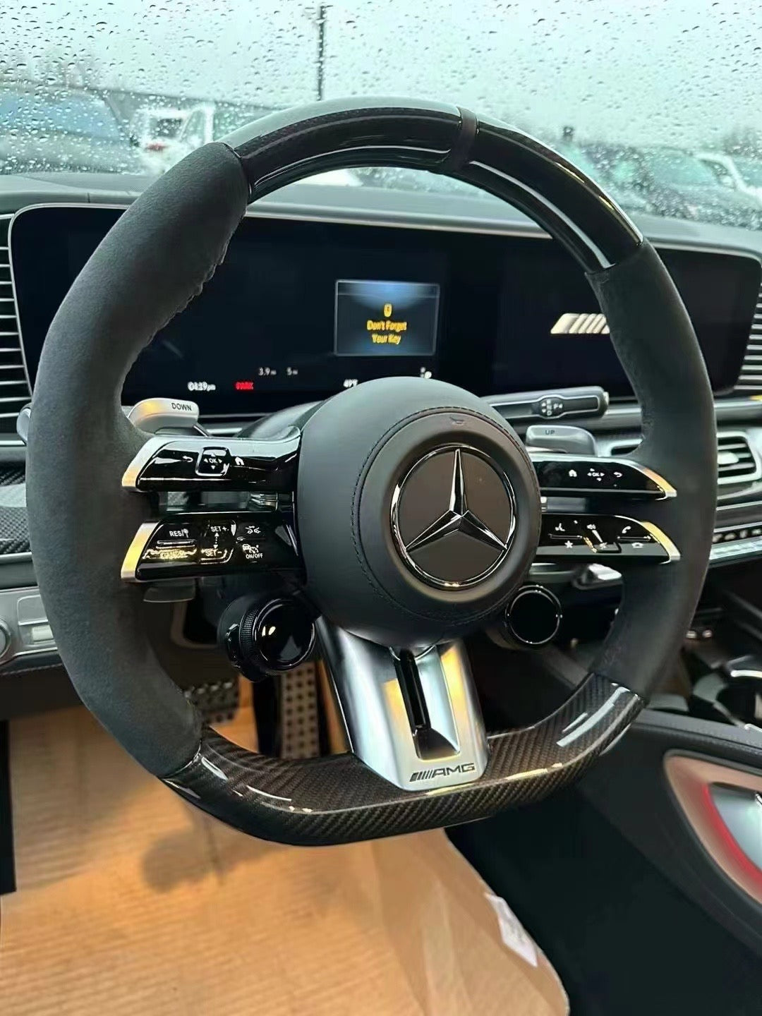 Mercedes-Benz OEM AMG Carbon Fiber Steering Wheel with Hands-Off Detection, Heating & OLED Rotary Knob