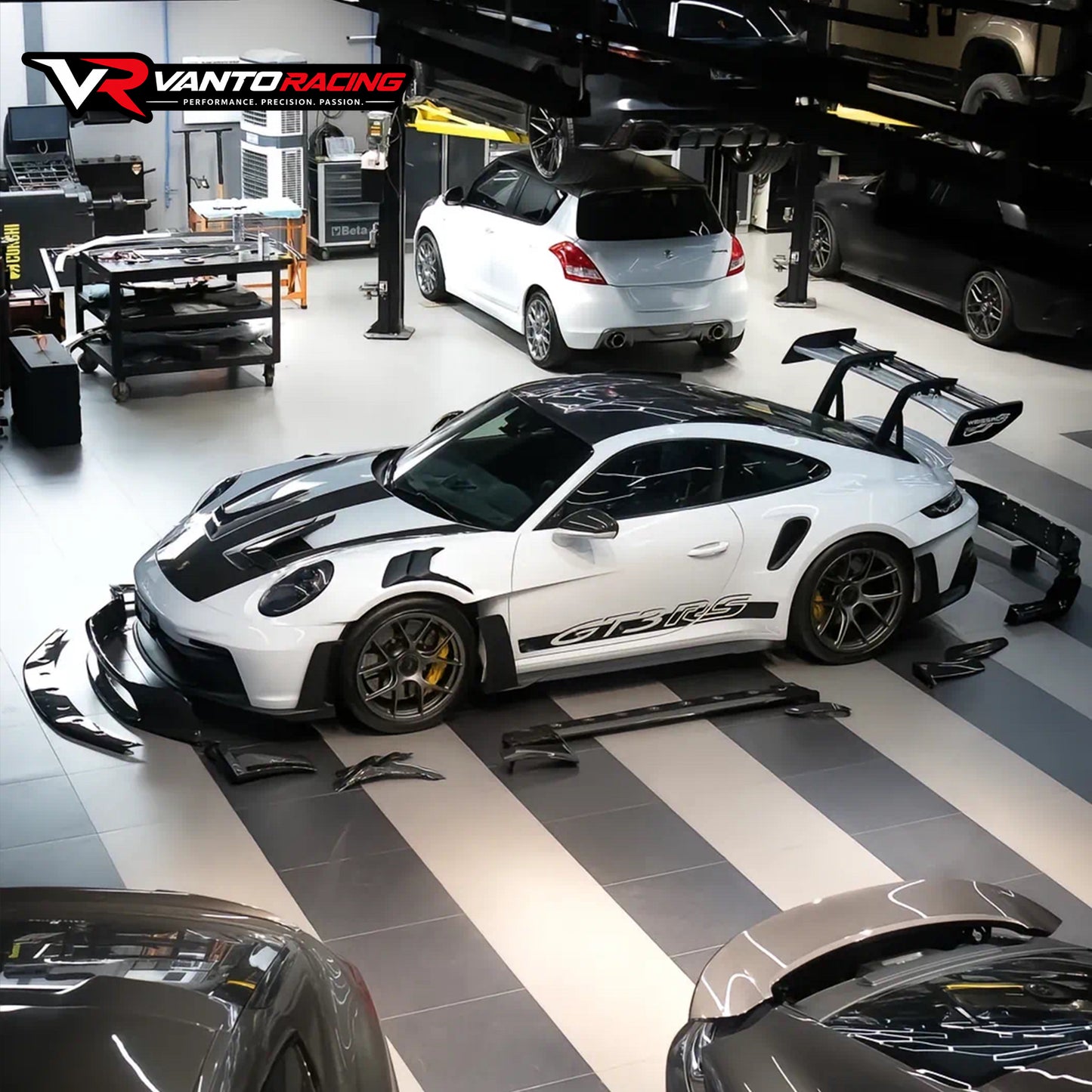 Porsche 911 992.1 GT3 Style Dry Carbon Fiber Hood Spoiler | Pilihan Lampu Brek Menegak & Mendatar