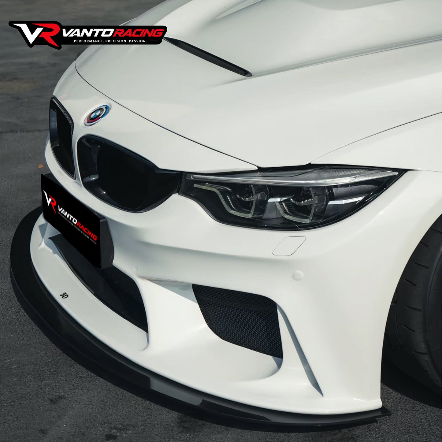 กันชนหน้า BMW M3 M4 (F80 / F82) สไตล์ 3D คาร์บอนไฟเบอร์เต็ม | เปลี่ยนโดยตรง