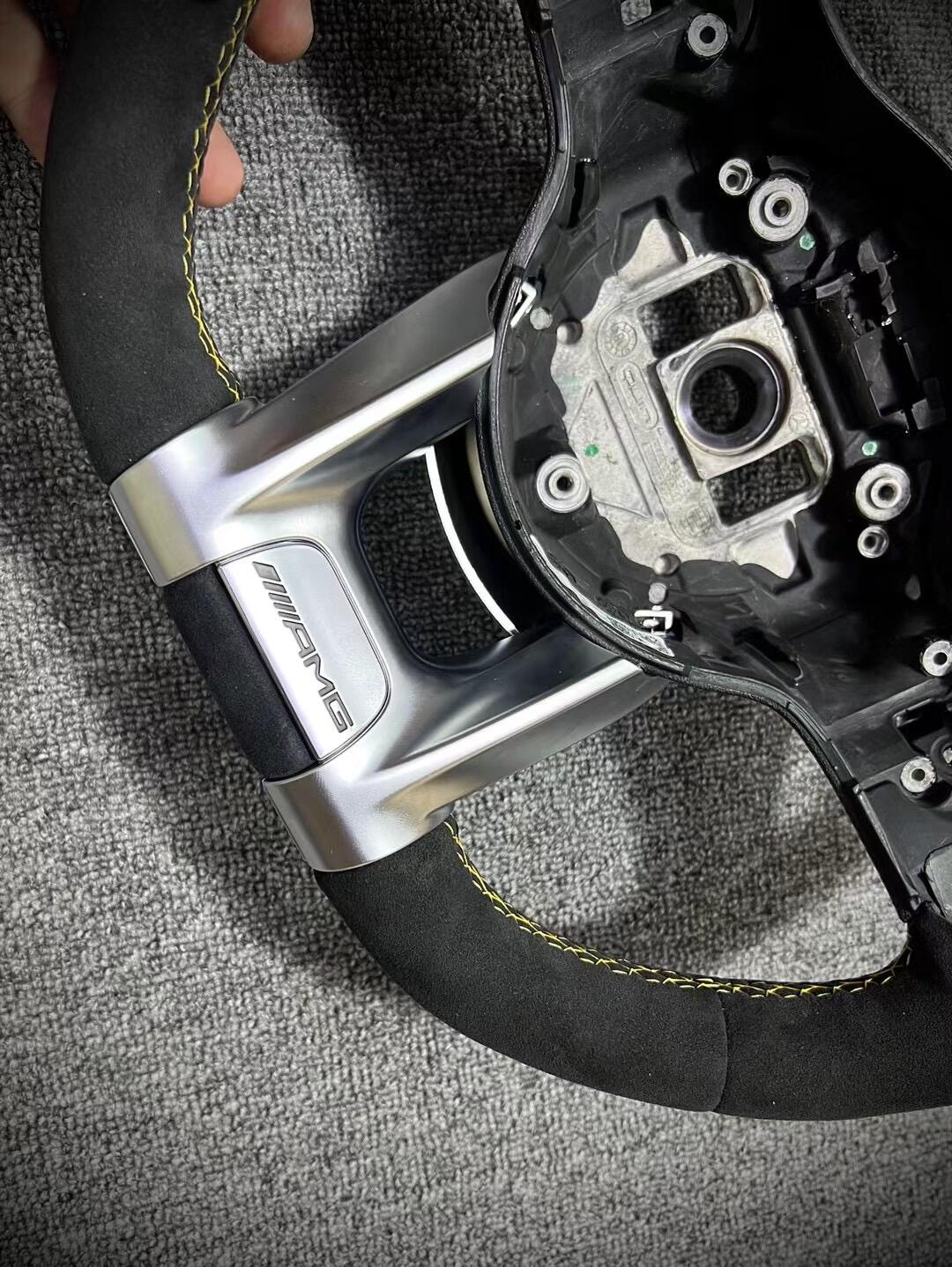 Mercedes-Benz AMG 809 Custom Racing Steering Wheel – Alcantara, Yellow Stitching | Fits AMG 35/43/45/53/63