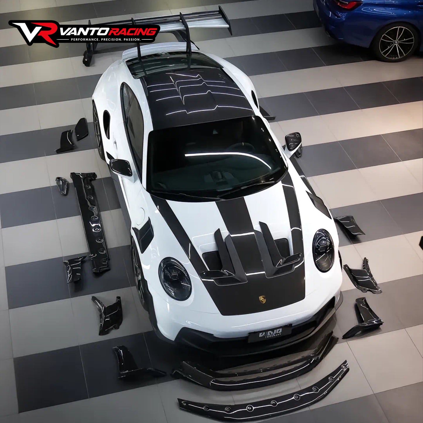 Porsche 911 992.1 GT3 Style Dry Carbon Fiber Hood Spoiler | Pilihan Lampu Brek Menegak & Mendatar