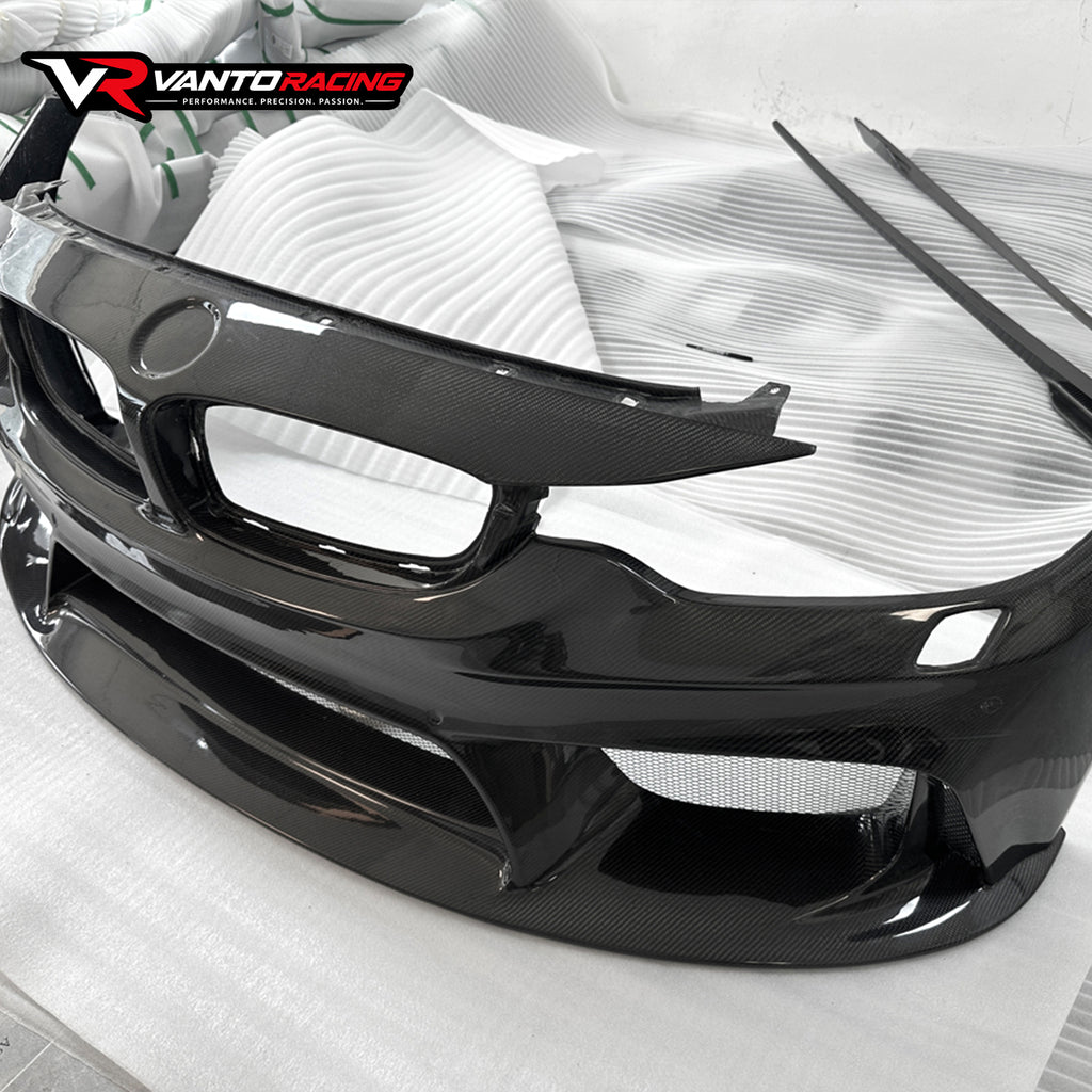 BMW M3 M4 (F80 / F82) Style-3D Full Carbon Fiber Front Bumper | Direct Replacement