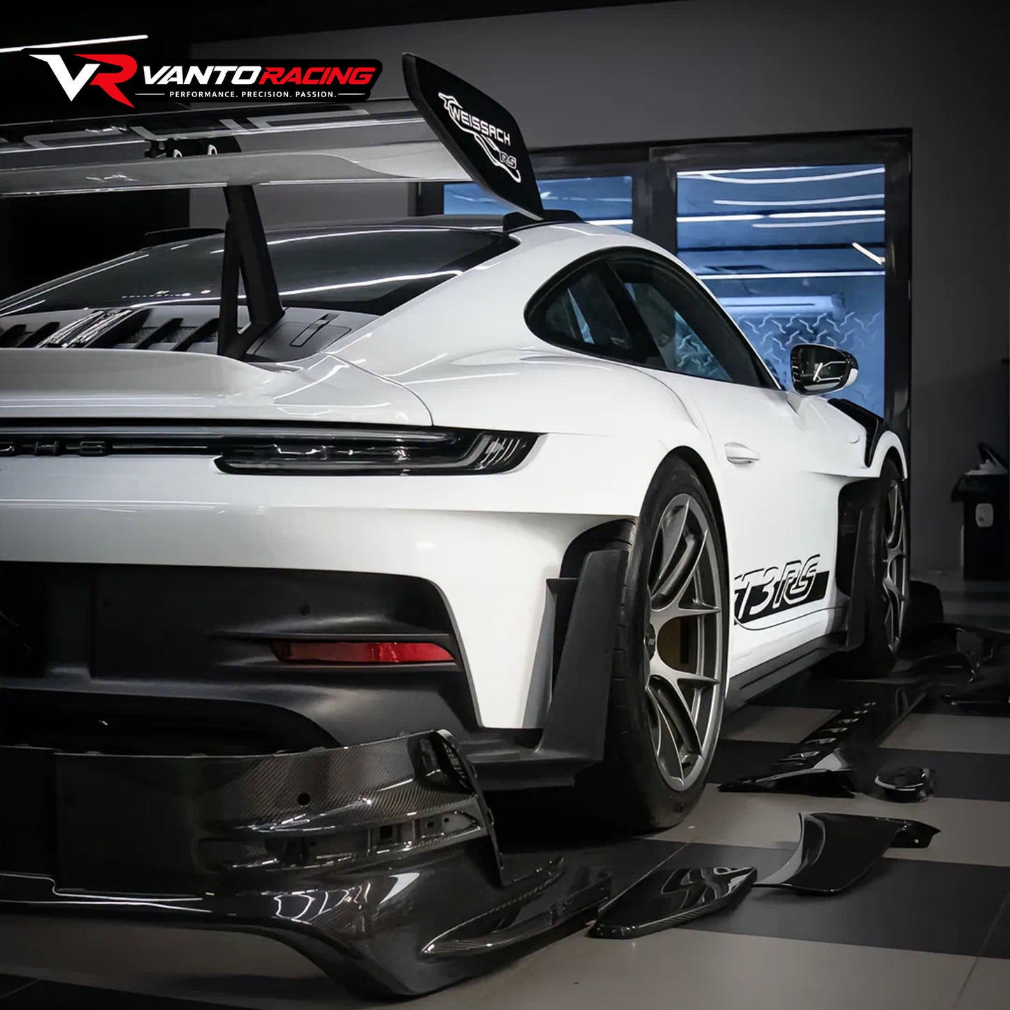 Porsche 911 992.1 GT3 Style Dry Carbon Fiber Hood Spoiler | Pilihan Lampu Brek Menegak & Mendatar