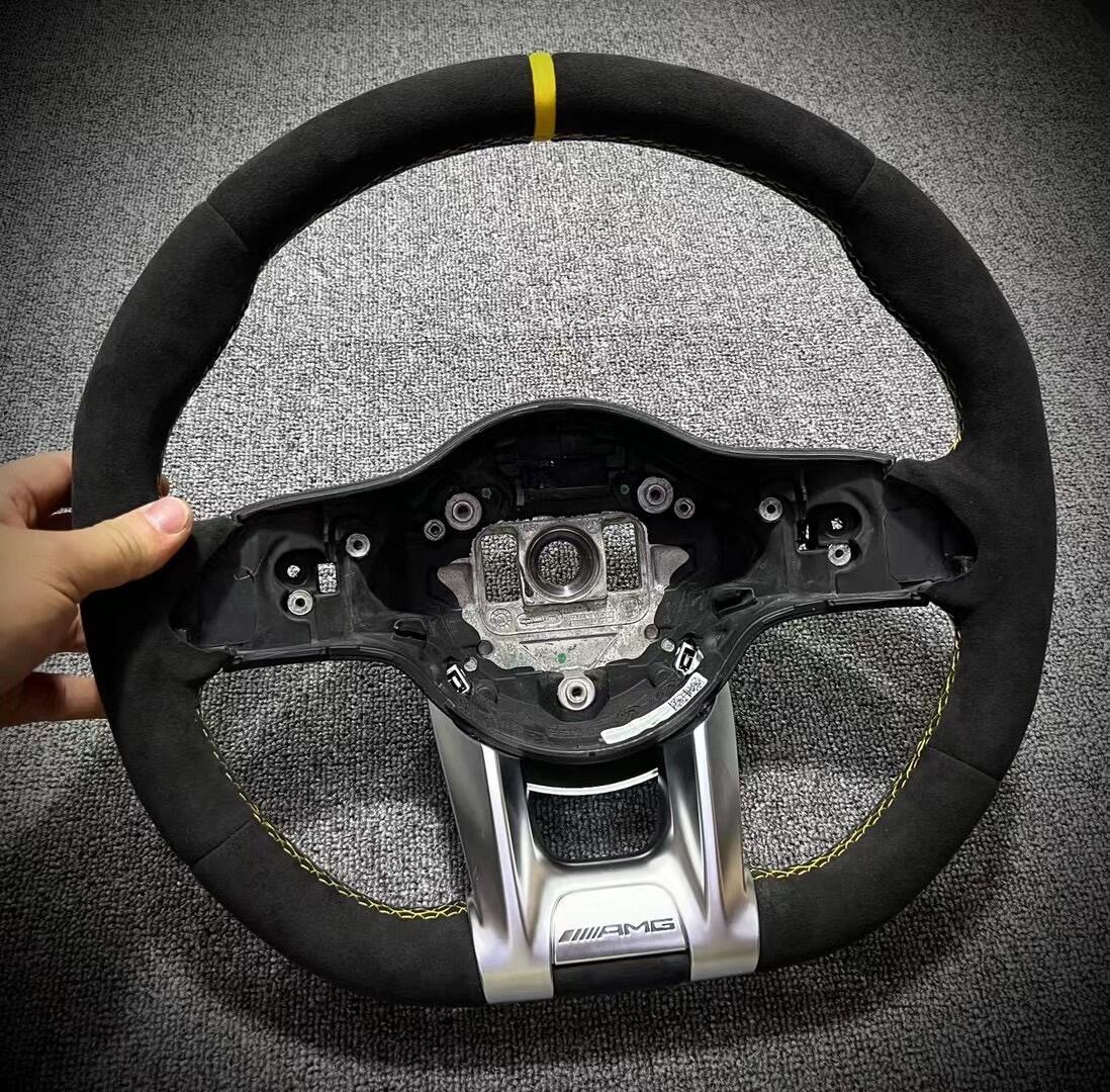 Mercedes-Benz AMG 809 Custom Racing Steering Wheel – Alcantara, Yellow Stitching | Fits AMG 35/43/45/53/63