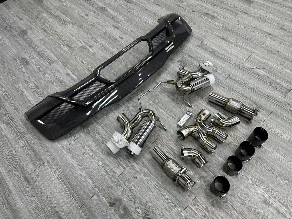 Chevrolet Corvette C8 Z06-Style Carbon Fiber Rear Diffuser & Quad Center-Exit Exhaust