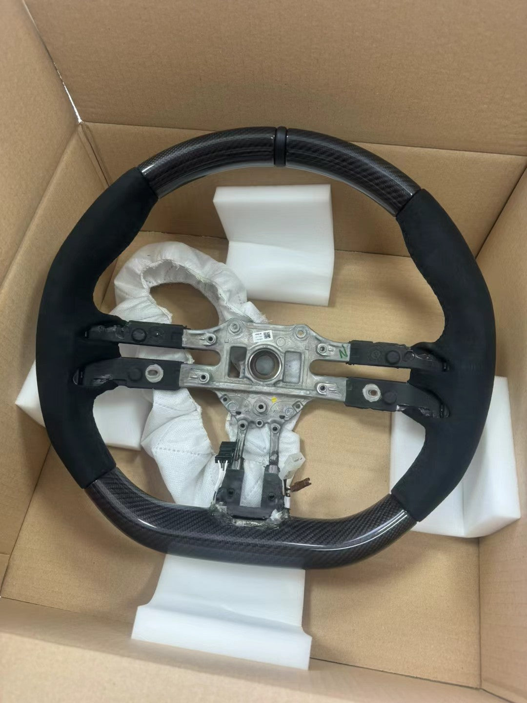 Mercedes-Benz OEM AMG Carbon Fiber Steering Wheel with Hands-Off Detection, Heating & OLED Rotary Knob