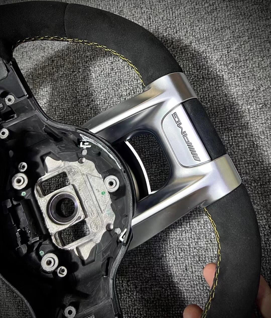 Mercedes-Benz AMG 809 Custom Racing Steering Wheel – Alcantara, Yellow Stitching | Fits AMG 35/43/45/53/63