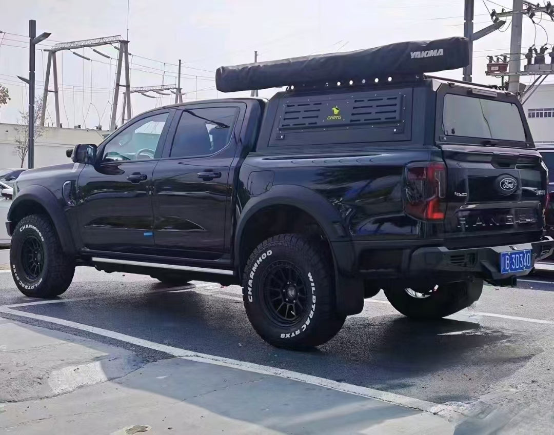 Pickup Truck Aluminum Tonneau Cover | Hard Lid & Hydraulic Flat Cap with Roof Rack Options