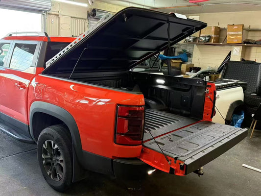 Pickup Truck Aluminum Tonneau Cover | Hard Lid & Hydraulic Flat Cap with Roof Rack Options