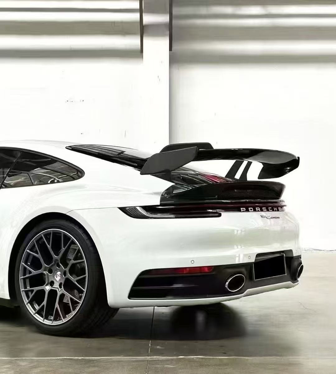 Porsche 911 992.1 GT3 Style Dry Carbon Fiber Hood Spoiler | Vertical & Horizontal Brake Light Options