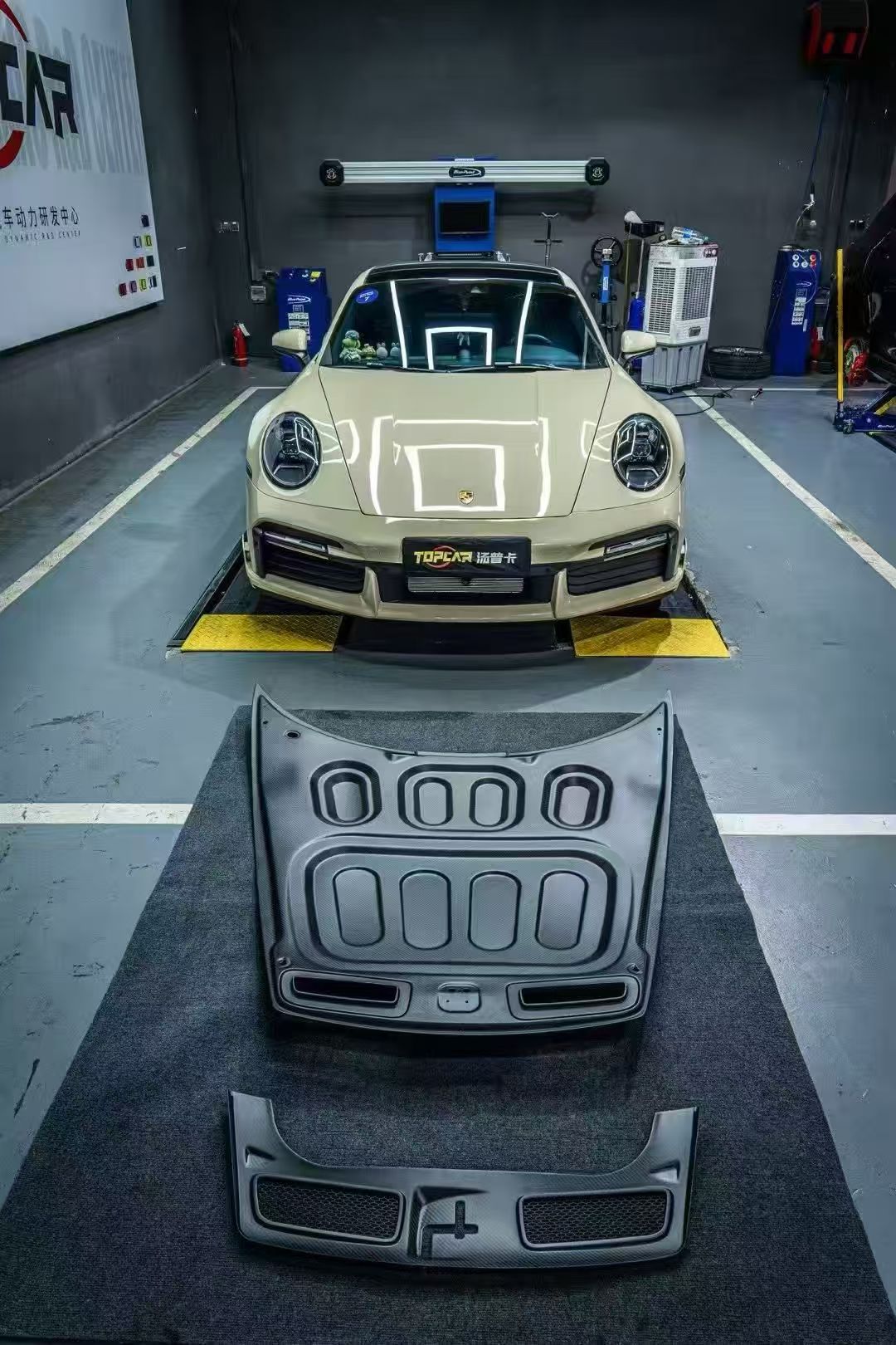 Porsche 911 992.1 GT3 Style Dry Carbon Fiber Hood Spoiler | Vertical & Horizontal Brake Light Options