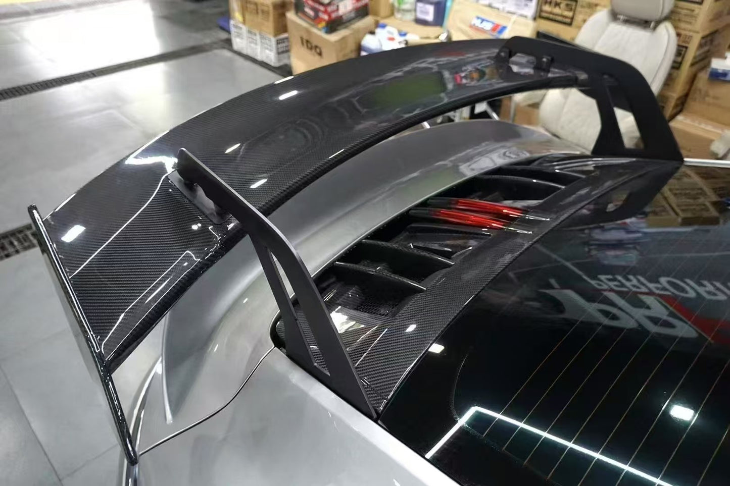 Porsche 911 992.1 GT3 Style Dry Carbon Fiber Hood Spoiler | Vertical & Horizontal Brake Light Options