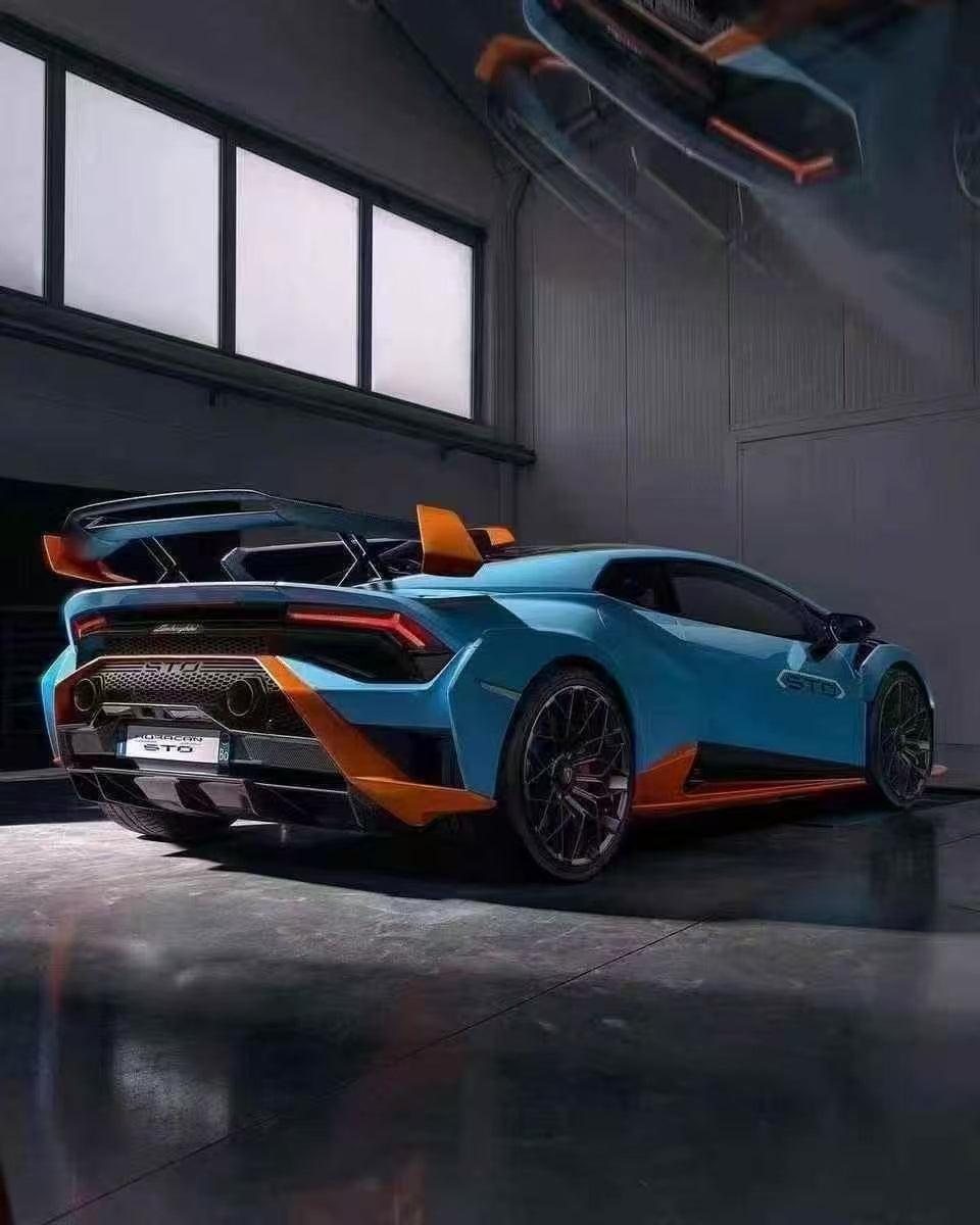 ปีกหลังขนาดใหญ่ Lamborghini STO คาร์บอนไฟเบอร์แบบแห้ง